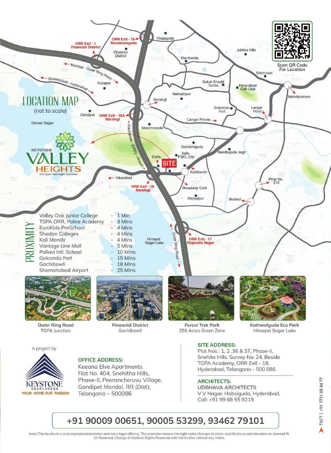 Keystone Valley Heights location map near ORR Exit 18 Hyderabad
